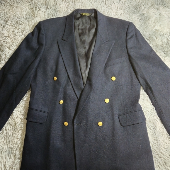 Vintage Austin Reed Dartmouth Mens Large Navy Blue Wool Blazer Jacket - Picture 1 of 6